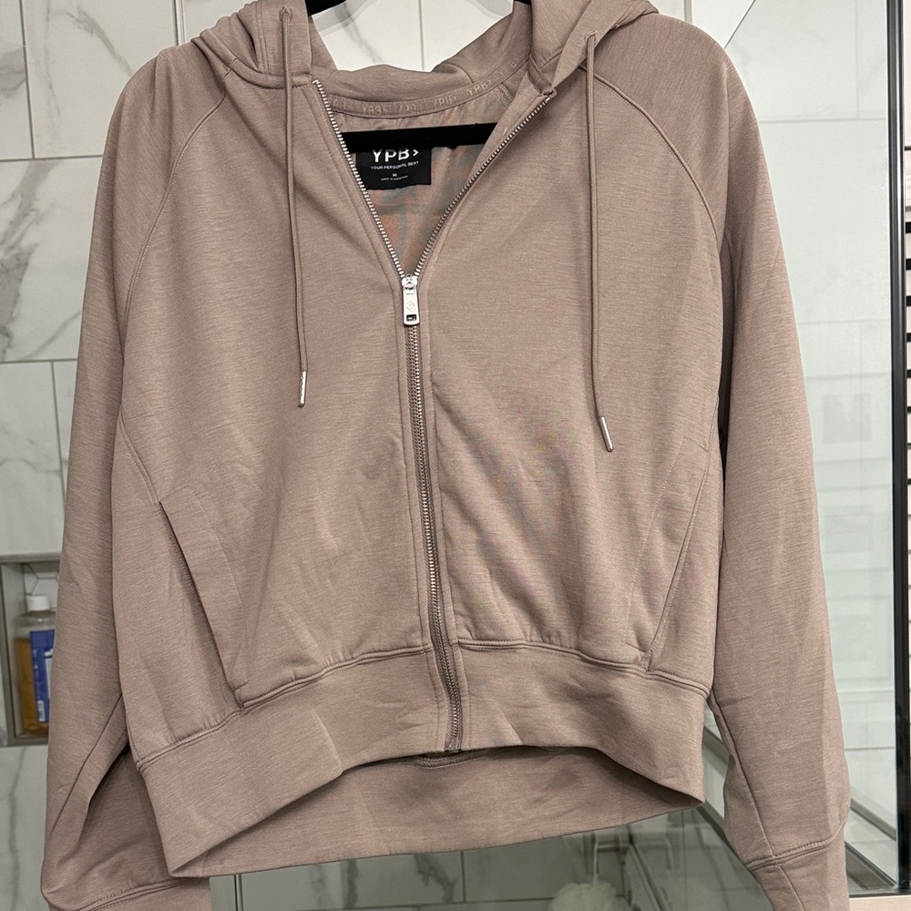YPB Women's Taupe Zip-Up Hoodie